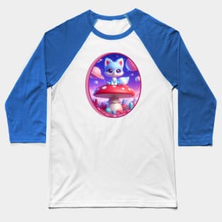 Cute Blue Fox Girl Baseball T-Shirt